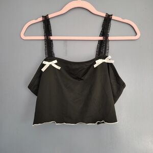 SHEIN Black Camisole with White Bow Details